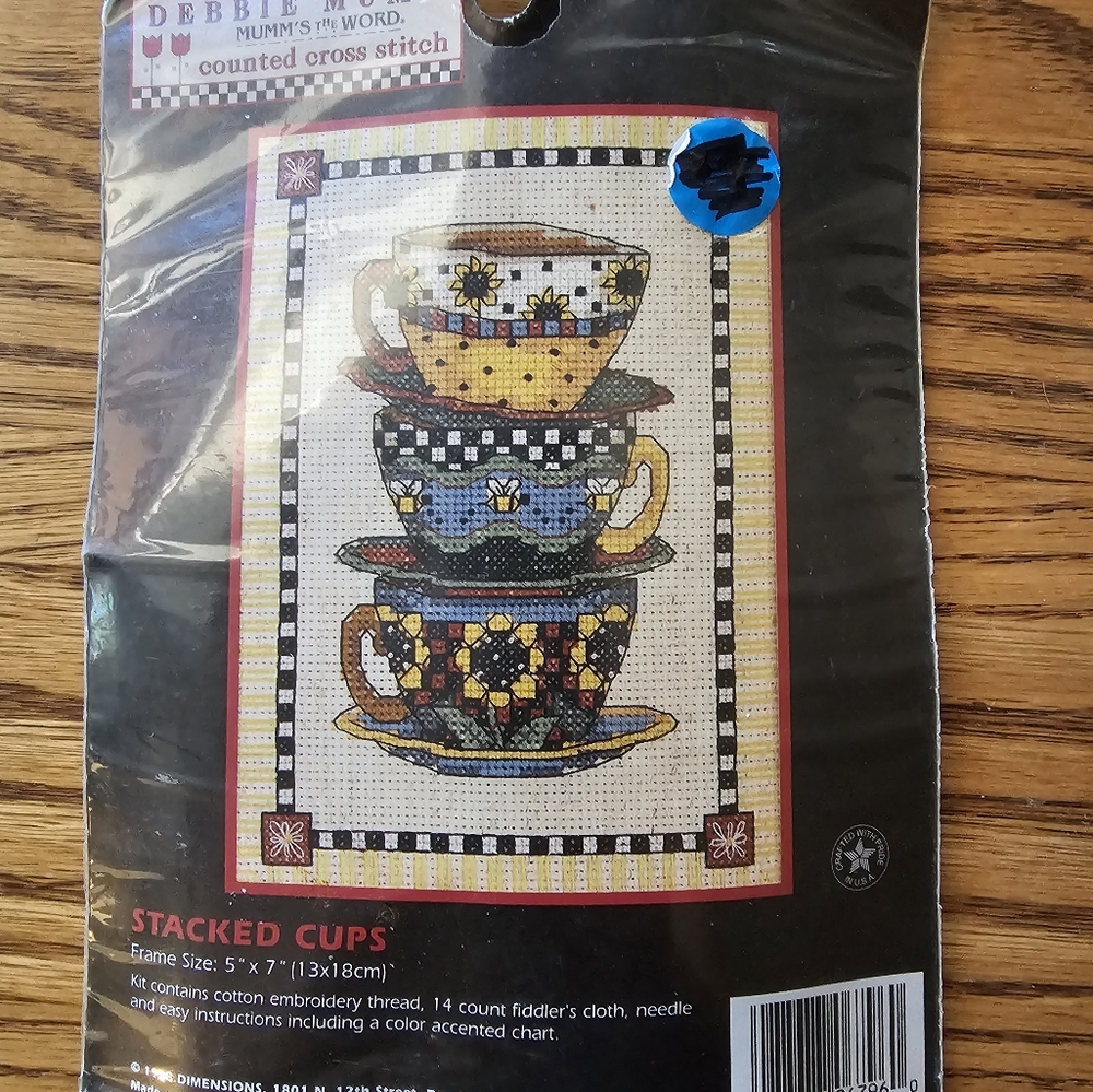 Dimensions Counted Cross Stitch Kit Debbie Mumm Stacked Cups #6796 5" x 7"